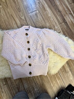 Who What Wear Blush Pink Chunky Knit Button Cardigan